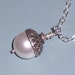 White Pearl Acorn Pendant on Sterling Silver Chain FREE USA Shipping