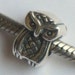 Sterling Silver Owl Pandora Troll and Chamilia Style Bead