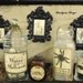 MIX Set of-Vinage Halloween Labels Stickers Apothecary Werewolf Bat Blood Spider Full Moon