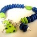 Blue Lampwork Bracelet with Howlite, Green Turquoise and Sterling Silver