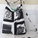 Long Strap Crossbody Sling Bag in Blocked Black and White Print