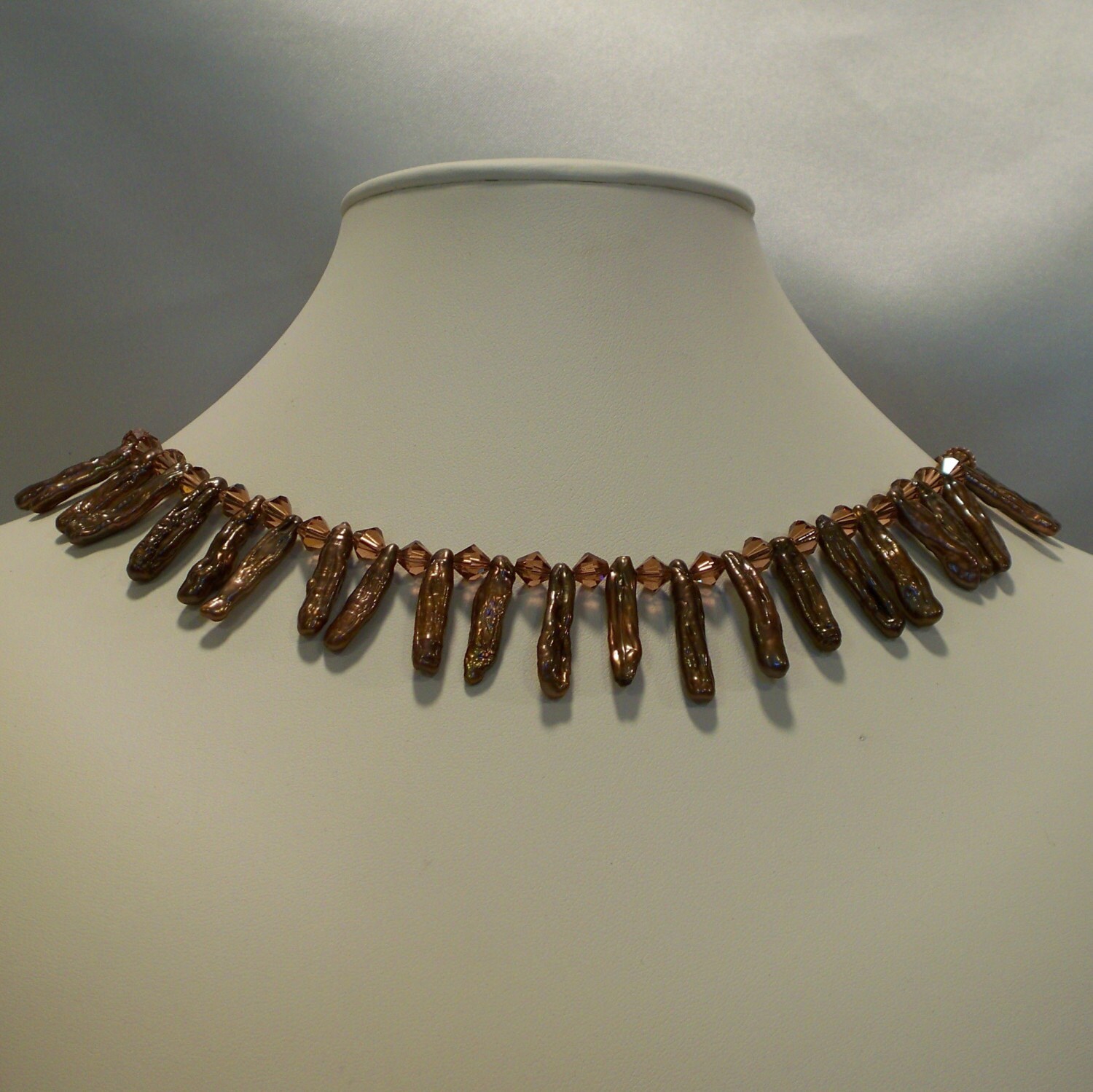 Cinnamon Sticks Freshwater and Crystals Necklace by tbyrddesigns