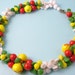 Vintage 1940s kitsch, retro, fruity, apples and cherries, glass bead necklace