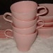 Vintage Lucent Dinnerware - Shabby Chic Pink Plastic Dishes with White Birds and Trees