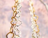 Earrings, sterling silver and brass, with swarovski crystal, Heart Chains, by melanie j cook