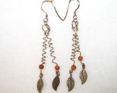 Spiralling - sterling silver and pink malachite earrings