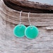 Enamel Earrings, Silver Disc, Enameled Jewlery, Round Small Pale Green