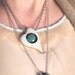 Wooden Heart Necklace Boro Glass Flower Lampwork Blue Hollywood Collaboration