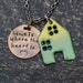 House Pendant Copper Enamel Home Necklace Handstamped Brass Tag Enameled Green Yellow - Home is Where the Heart Is