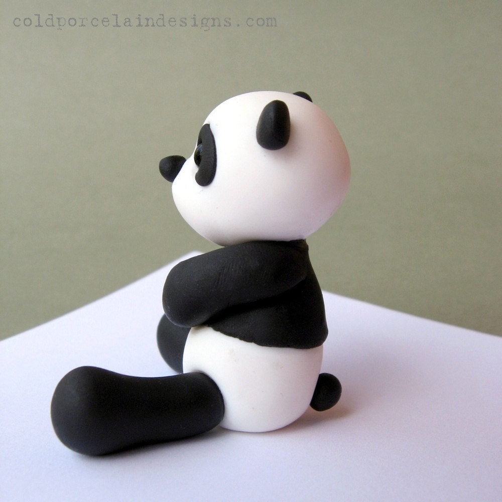 Panda Love / clay panda bear figurine