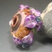 HANDMADE LAMPWORK Glass Bead Organic FOCAL tropical vacation hawaii flowers Donna Millard floral blue purple