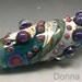 HANDMADE LAMPWORK Glass FOCAL Bead Donna Millard Cocoon silver glass blue purple organic ocean sea