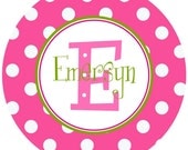 Items similar to Personalized Initial and Name Pink and Green Melamine ...