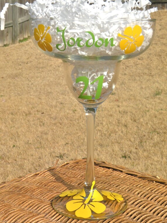 Custom Personalized Birthday Margarita Glasses 13 ounces
