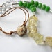 Citrine Green Stone Leather Long Necklace