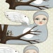 SALE- Angel Bunting Woodland Owl Garland Bunting Decoration Original Folk Art DIY