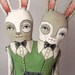 LAST ONE- Conjoined Bunny Rabbit Twins Hand Painted Original Folk Art Doll- Custom made within a week