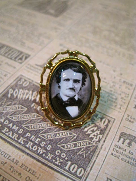 Edgar Allan Poe Golden Ring by justbedesigns on Etsy