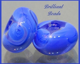 Periwinkle Blue Swirls....Handmade Lampwork Glass Bead Pair SRA, Made To Order