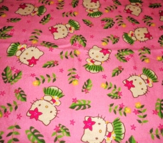Hawaiian Hello Kitty Cotton Flannel Fabric Last yard