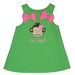 Custom Boutique Girl Mod Monkey Appliqued Personalized Dress in Green