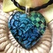 Aqua and Green Bling Fused Dichroic Glass Heart Pendant 012410p107