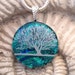 Horizon Tree, Fused Glass Pendant, Dichroic Fused Glass Jewelry - Fused Dichroic Pendant - Fused Glass Necklace - Blue Tree -121411p100a