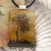 Dichroic Glass Pendant - Tree - Amber - Dichroic Fused Glass Jewelry - Necklace 032812p102