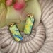 Dichroic Earrings - Dichroic Fused Glass Jewelry - Golden Lemon Lime - Fused Dichroic Glass 14KT Gold Filled Earrings 052412e105