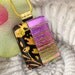 Pink Gold Black Necklace - Fused Dichroic Glass Jewelry -Contemporary Hand Etched Pink & Gold -062512p116