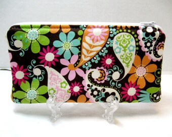 Paisley Zippered Pouch - Whimsical Floral Padded Pouch - Floral Gadget Case