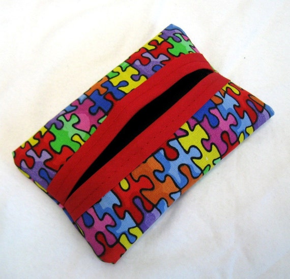 Autism Tissue Holder Puzzle Pieces Pocket Size by CreativeJenV