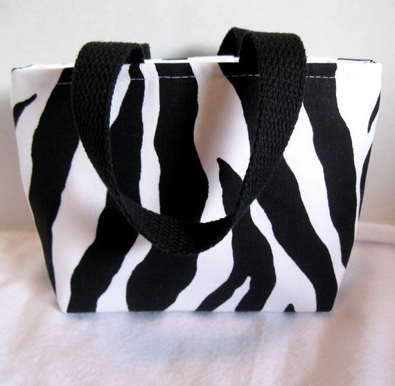 Items similar to Mini Zebra Tote Small Animal Print Purse Black