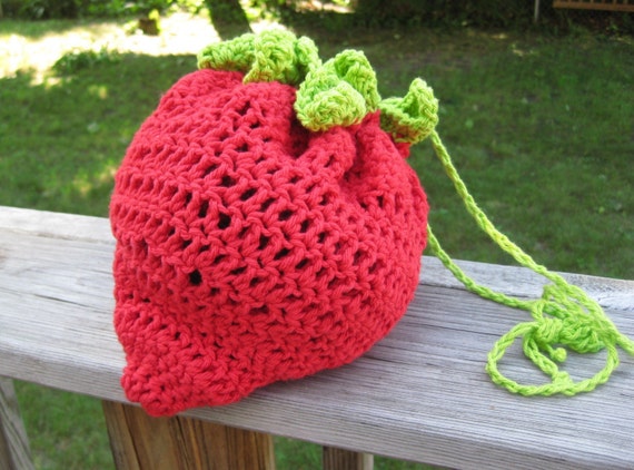 Cotton Crocheted Strawberry Handbag