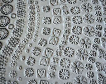 Handmade Clay stamps for pottery, polymer, PMC, fondant and more.... Clay Tools, Pottery Texture Tool, Stamps for DIY and all of your crafts