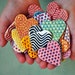 Ceramic Heart Components/ Tiles/ DIY Supply --- Melon and Red with polka dots and stripes