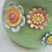 Spring Green Flower Pot/ Plant Pot with colorful ceramic blossoms