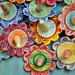 Wedding Ring Dish- Ring Blossom - pottery ring holder- salmon and red with aqua and yellow