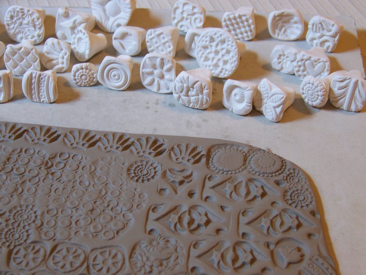 Handmade Clay stamps for pottery polymer PMC fondant and