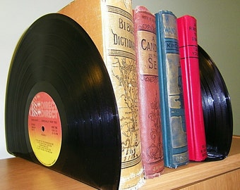 Record Albums made into Bookends Office Accessories Book Ends Home Decor Vintage Vinyl Records Music Lover Gift