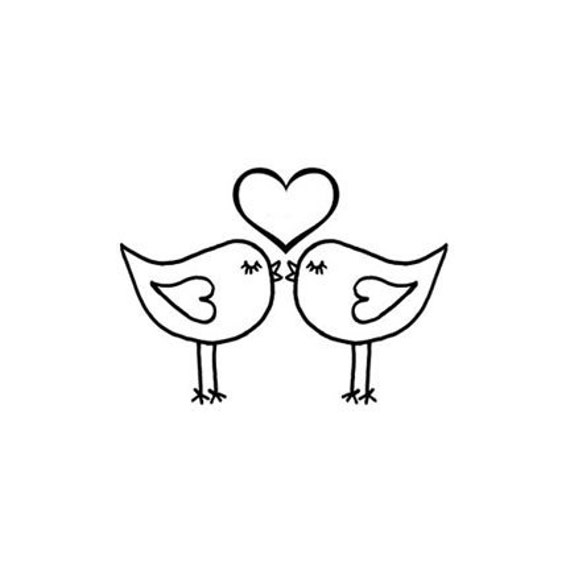 Download Cute Love Birds Kissing Rubber Stamp