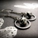 Steel Earrings with Rustic Sterling Silver and Blackstone Shell, Snap Ring - Snow Shells