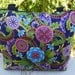 Indonesian garden purse, 20" handles, knitting bag, crochet bag, The Trixie