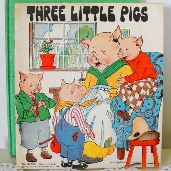 Vintage 1932 Three Little Pigs Book Platt and Munk by LindsD620