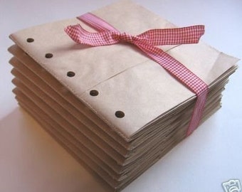6X6 SEWN paper bag scrapbook albums- 8 BROWN books