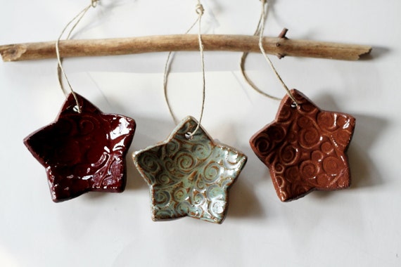 Ceramic Stars for Decorating and Ornaments Set of 3 by MissPottery