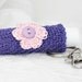 Lip Balm Holder, Keychain Key Holder in Purple with Crochet Pink Flower