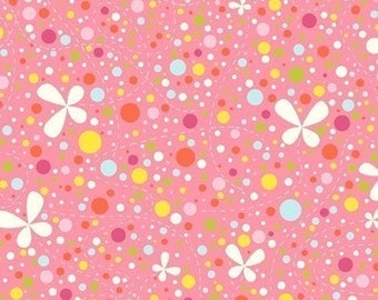 Girl Friday Cosmo Cricket Dots on Pink OOP Fabric - REMNANT Size 27 Inches by 44 Inches