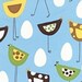 Robert Kaufman Metro Market Chickens on Summer Blue Fabric - By the Yard