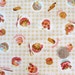 Japanese Small Cupcake Sweets Gingham Tan Fabric - Half Yard